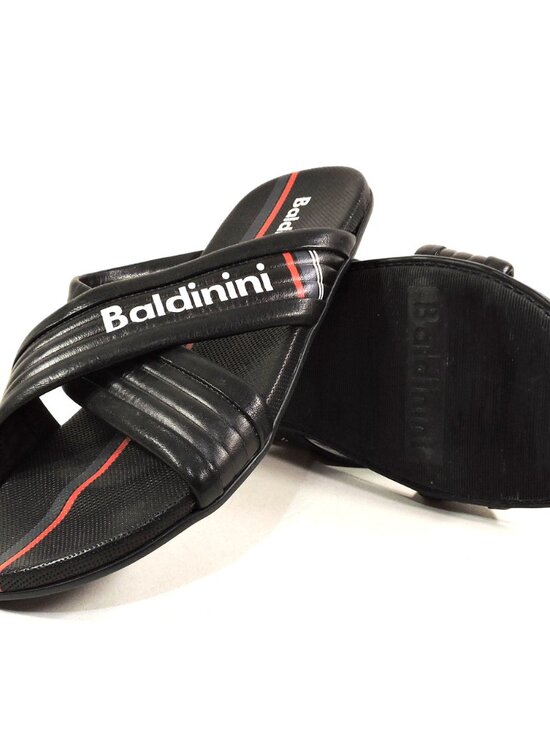 BALDININI ?? MEN\'S BLACK  SOFT LEATHER COMFORT FLAT SUMMER SANDALS main image 6